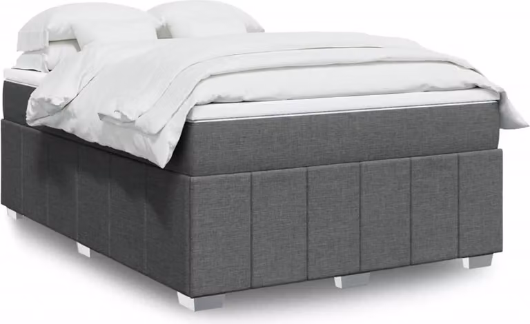 Maison Exclusive - Giroletto a Molle con Materasso Grigio Scuro 160x200 cm Tessuto
