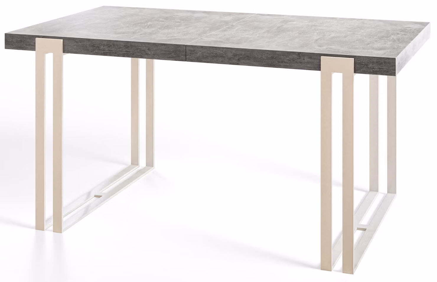 Tavolo da pranzo rettangolare Rosa, tavolo da salotto moderno 160x90x77 cm, grigio chiaro con gambe in metallo bianco