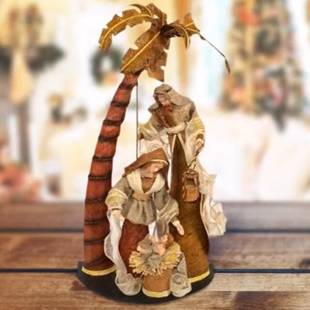 Presepe Natività con Palma Trade Shop in Resina Multicolore Altezza: 64 cm