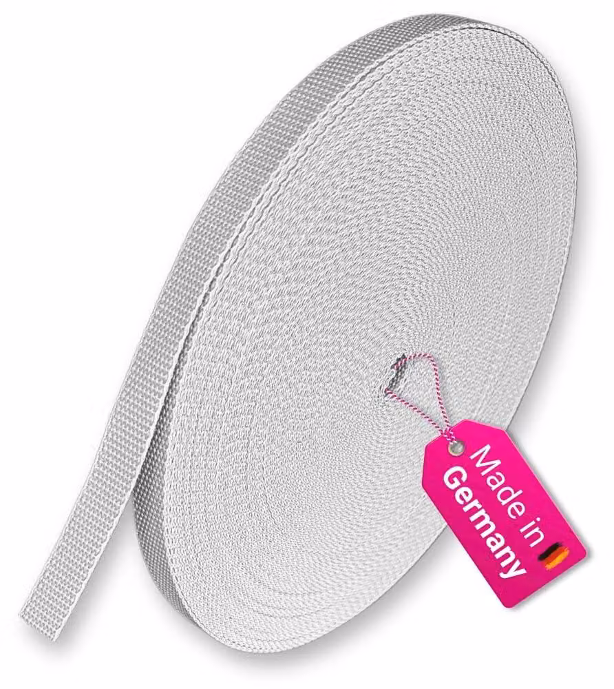 Avvolgitore per tapparelle, largo 23 mm, lungo 50 metri, di colore grigio, adatto per tapparelle e per uso sia interno che esterno