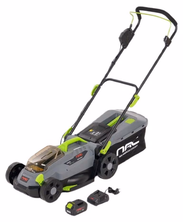 Tosaerba elettrico Nac, modello LE18-E-43-PB-C, 1800 W, motore a induzione, larghezza di taglio 43 cm.