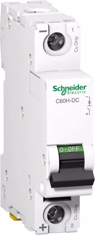 Interruttore magnetotermico Schneider Electric C60H-DC, 1P, 1A, caratteristica C, A9N61501