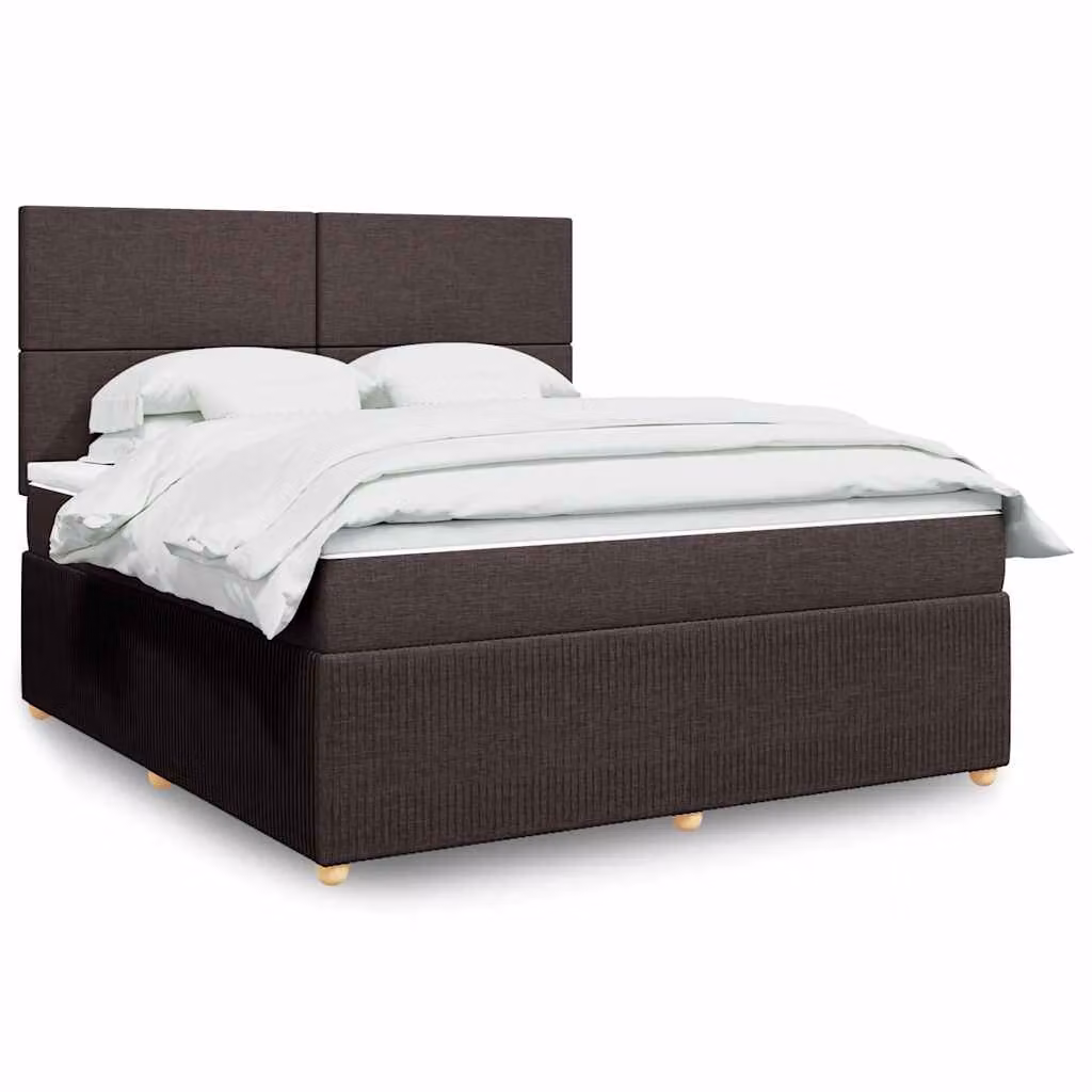 vidaXL Letto Ibrido con Giroletto a Molle e Materasso in Tessuto Marrone e Bianco L/P: 180 x 200 cm