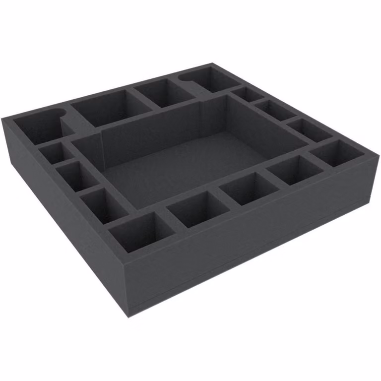 Inserto in schiuma a 16 scomparti, 295x295x60 mm, per giochi da tavolo