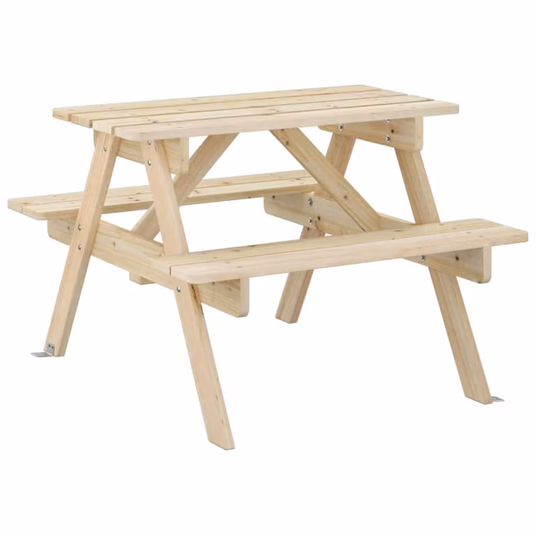 Tavolo da Picnic per 4 Bambini con Foro Ombrellone Legno Abete