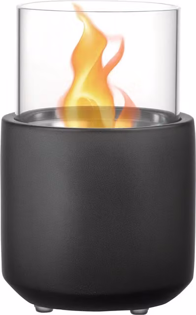 Camino a Bioetanolo da Tavolo HOMCOM con Borosilicato Rimovibile e Coperchio, Grigio Scuro, H 19 x L 12 x P 12 cm