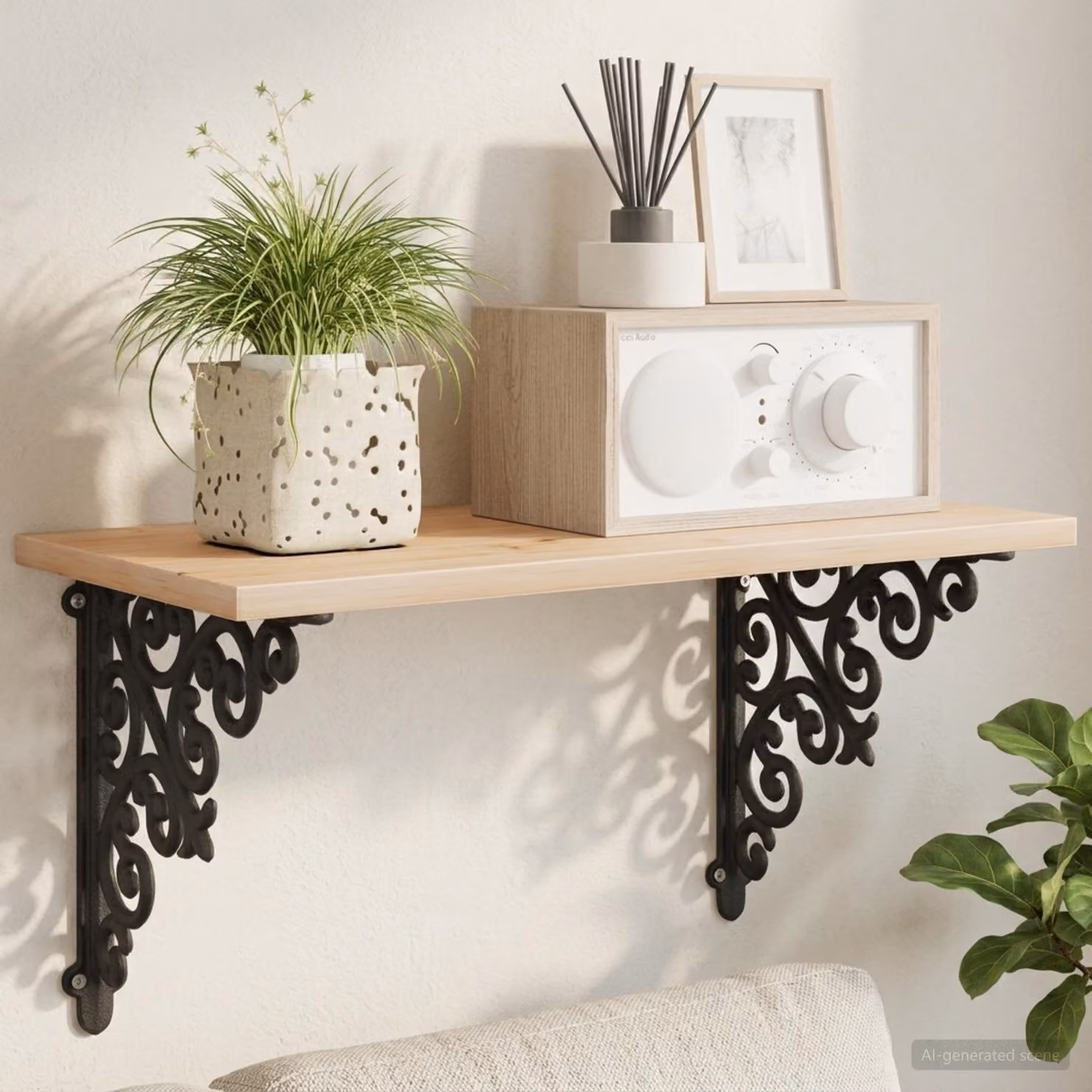vidaXL Supporti per mensole da parete in acciaio nero, set da 2 pezzi, L/P/H: 24 x 24 x 3,5 cm