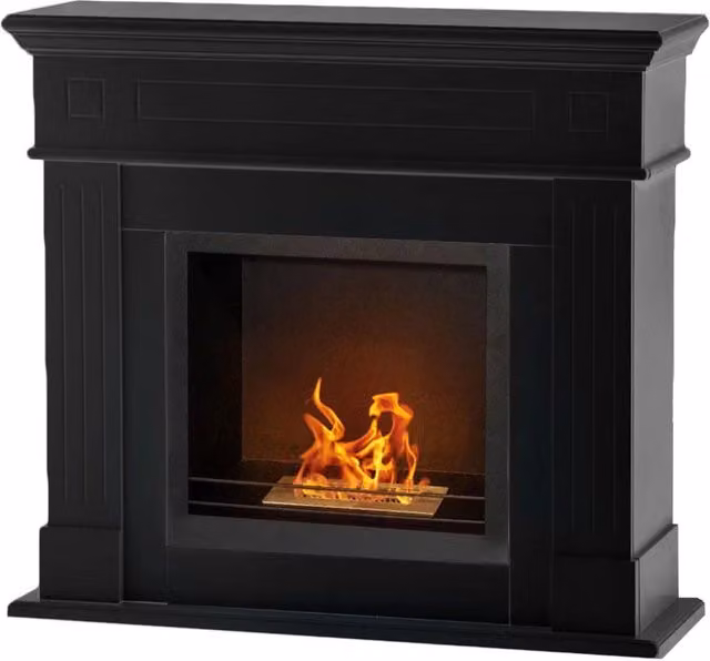 Cambridge - Camino a bioetanolo da terra in legno 110x37xH102 cm, colore nero