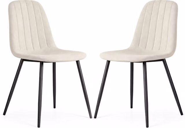 Set di 2 sedie moderne LUMO in velluto beige con gambe in metallo nero AKORD FURNITURE FACTORY L/P/H: 45.5 x 43.5 x 87 cm