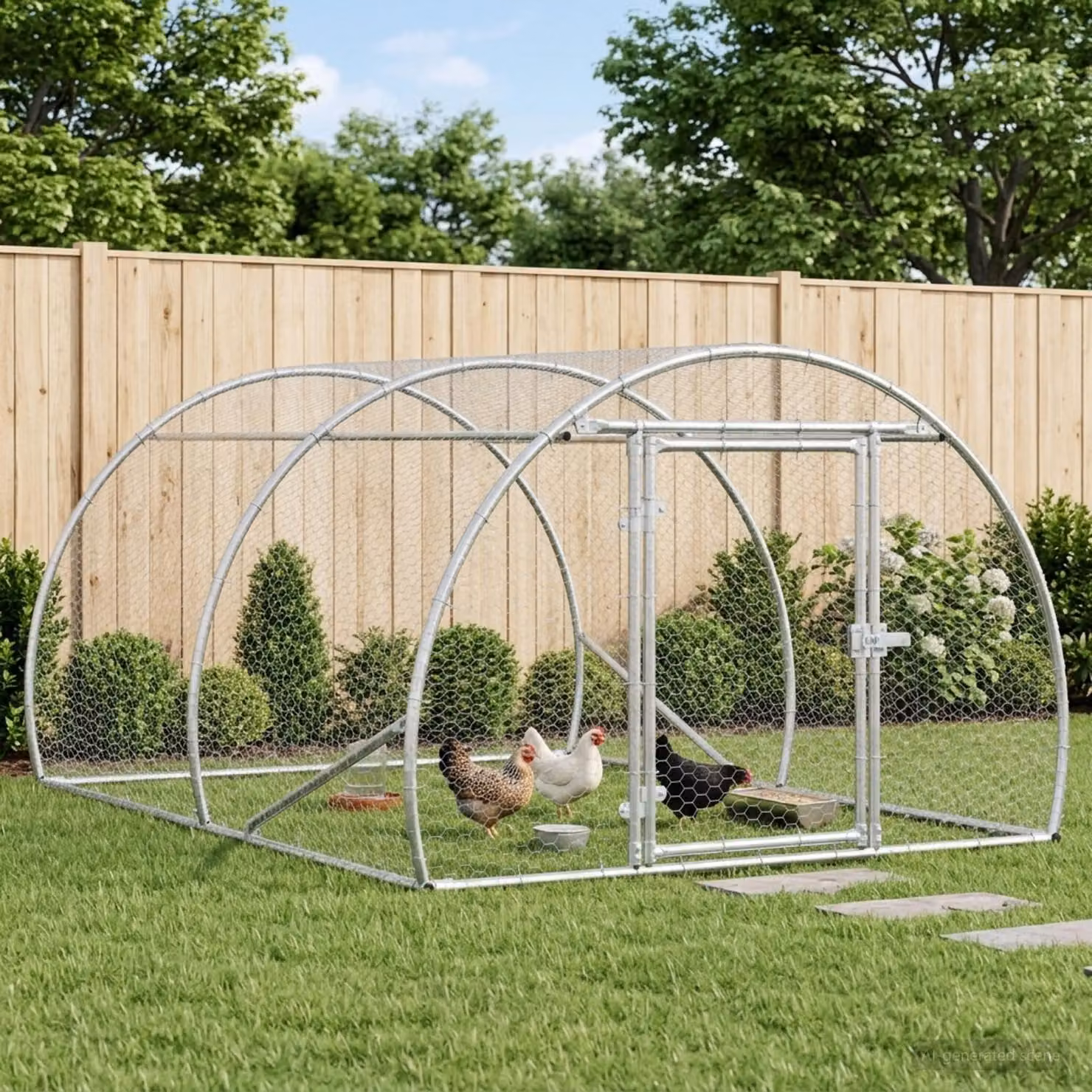 Pollaio vidaXL in acciaio zincato e plastica, Argento, L 200 x P 150 x H 100 cm
