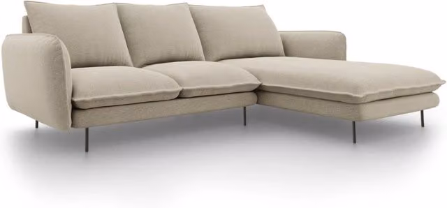 Divano angolare destro Vienna Cosmopolitan Design da 5 posti in tessuto beige L 255 x P 170 x H 95 cm