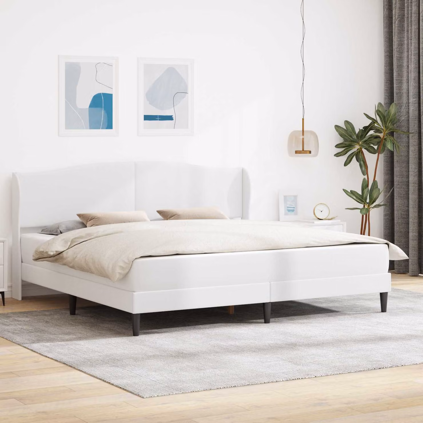 vidaXL Struttura del letto con testiera in similpelle bianco L/P/H: 180 x 200 x 101 cm