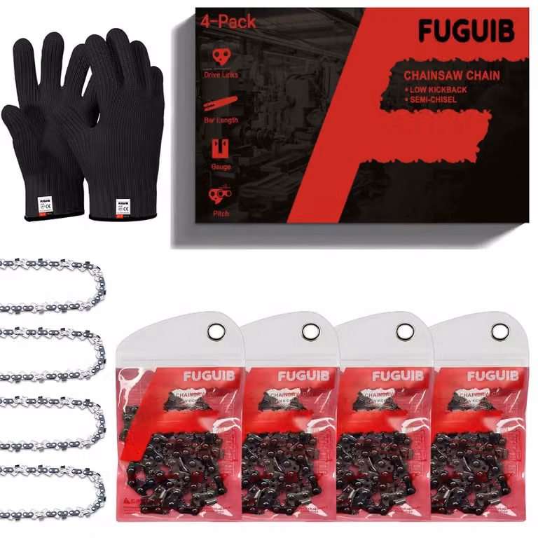 Set di 4 catene per motosega, lunghezza 50 cm, passo 1,5 mm