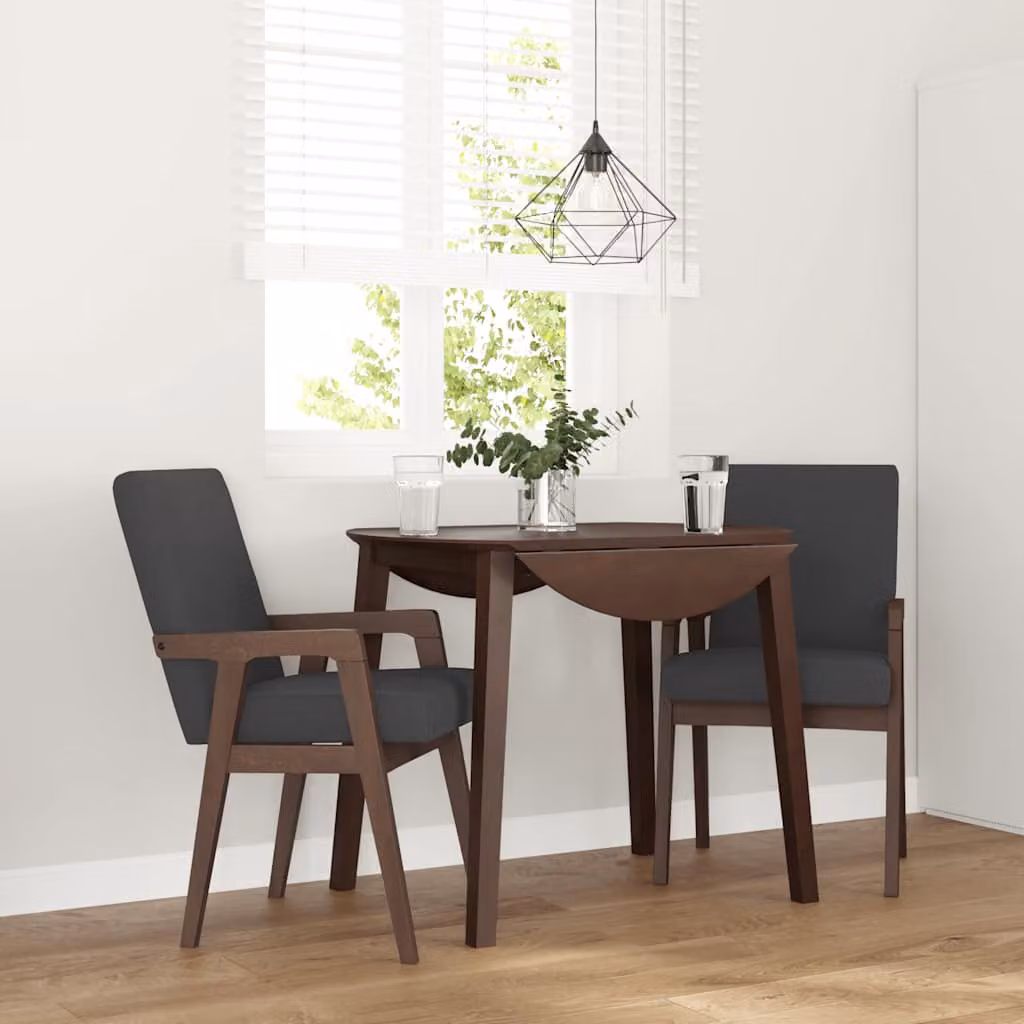 Set di 2 sedie da pranzo con cuscini vidaXL in legno di Hevea marrone e nero