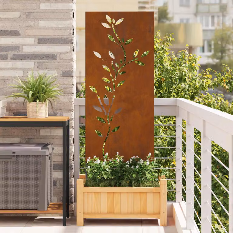 Paravento per privacy in giardino vidaXL in acciaio marrone L 50 cm x H 140 cm