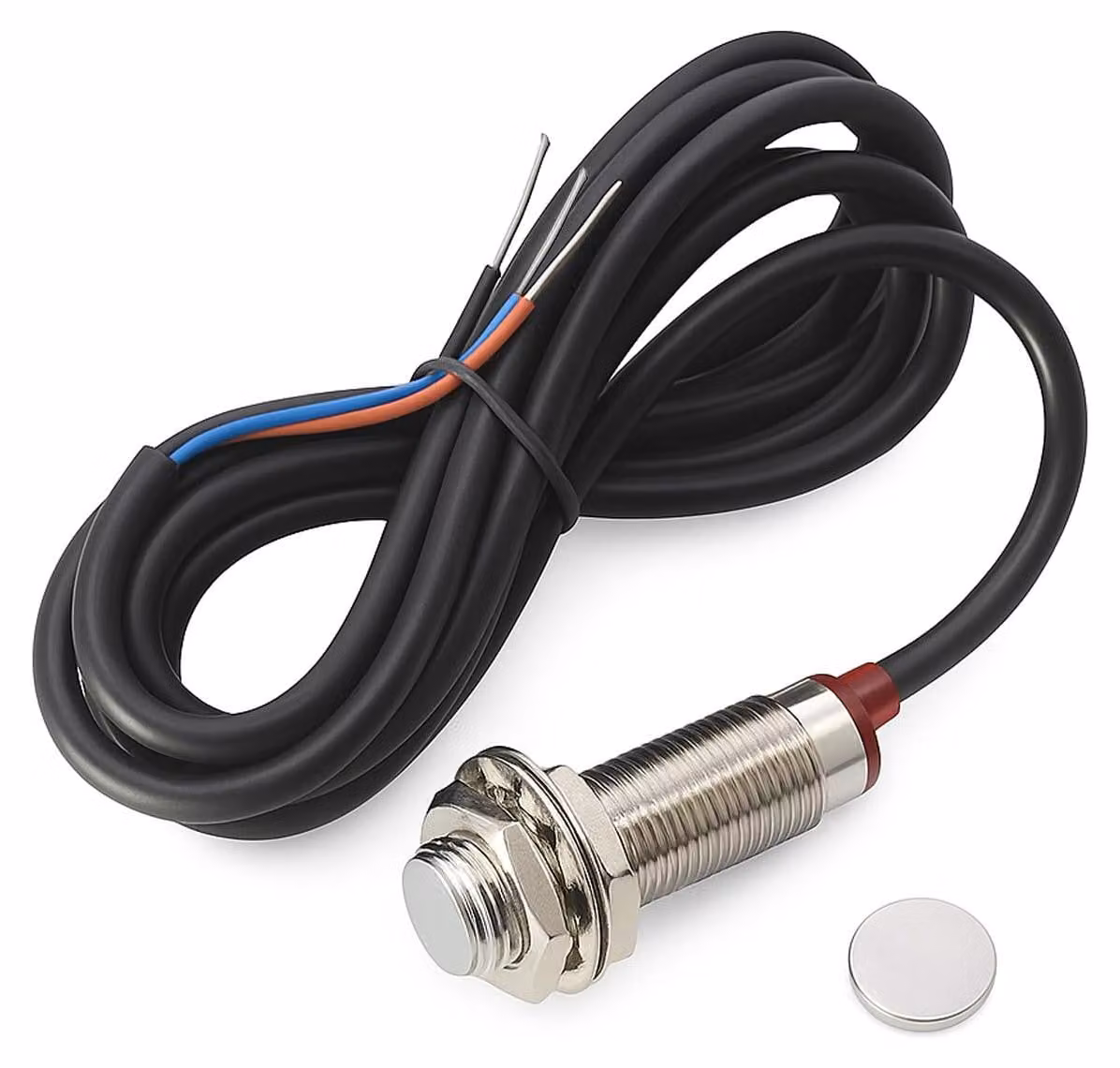Sensore induttivo da 12 mm, tipo NPN, contatto normalmente aperto (NO), portata di 10 mm, alimentazione da 5 a 30 V DC