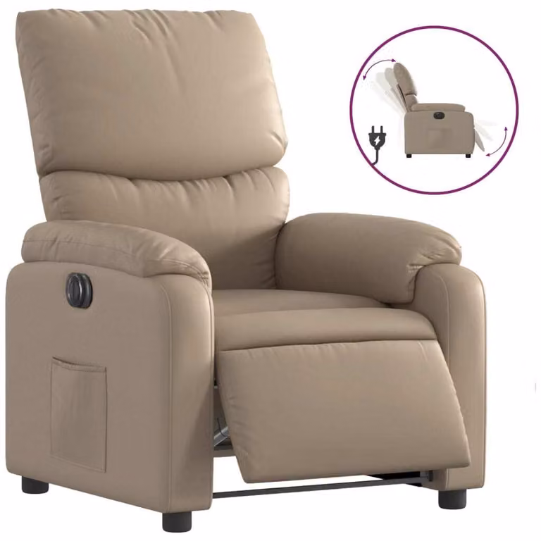 Poltrona Reclinabile Elettrica Cappuccino in Pelle finta