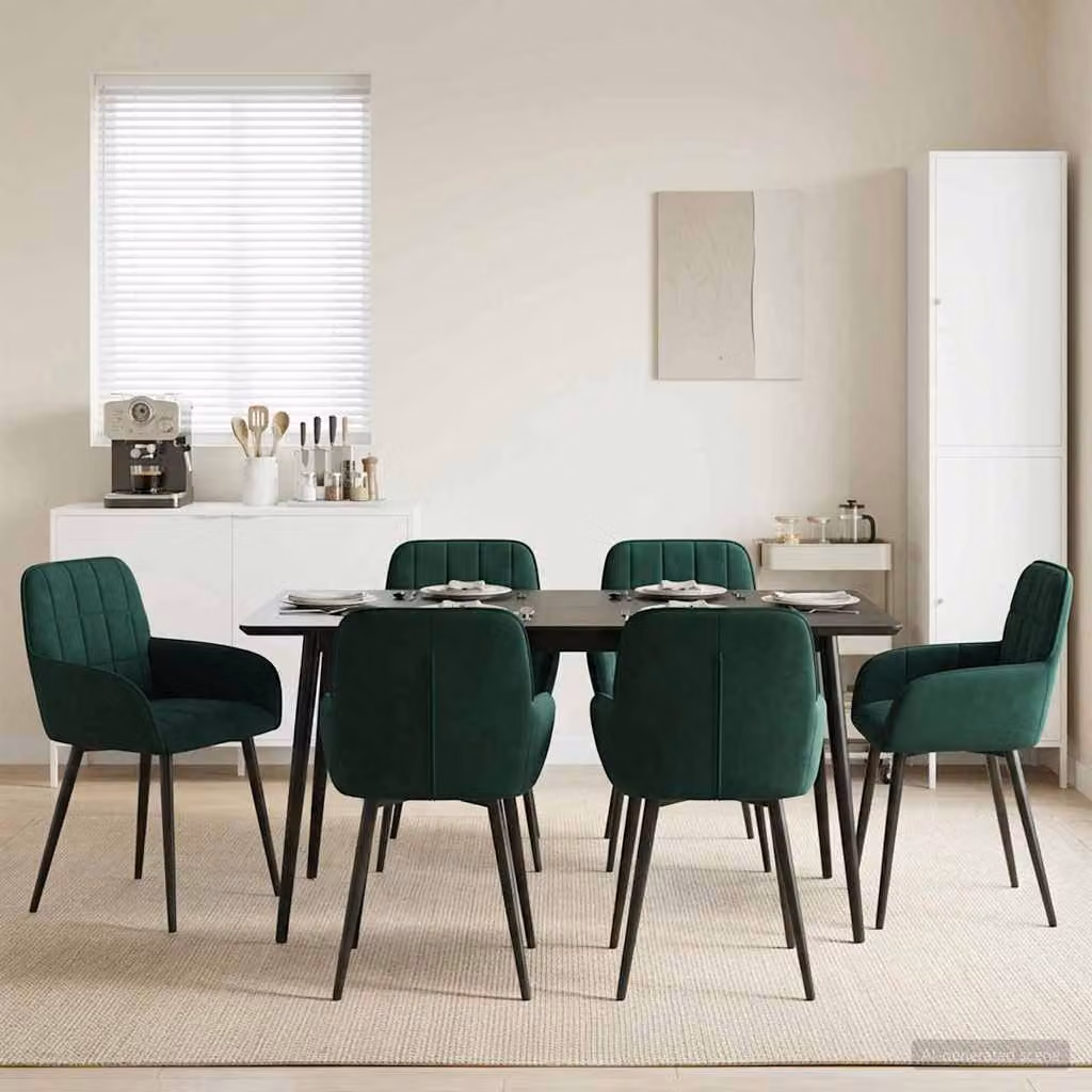 Set di 6 sedie da pranzo vidaXL in velluto verde scuro, design moderno per cucina e sala da pranzo, L: 56.5 cm, P: 50 cm, H: 85 cm