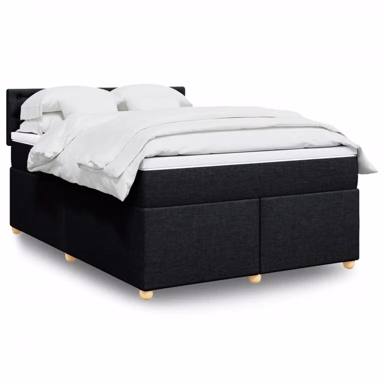 vidaXL Giroletto a Molle con Materasso Ibrido in Tessuto Nero L/P/H: 160 x 200 cm