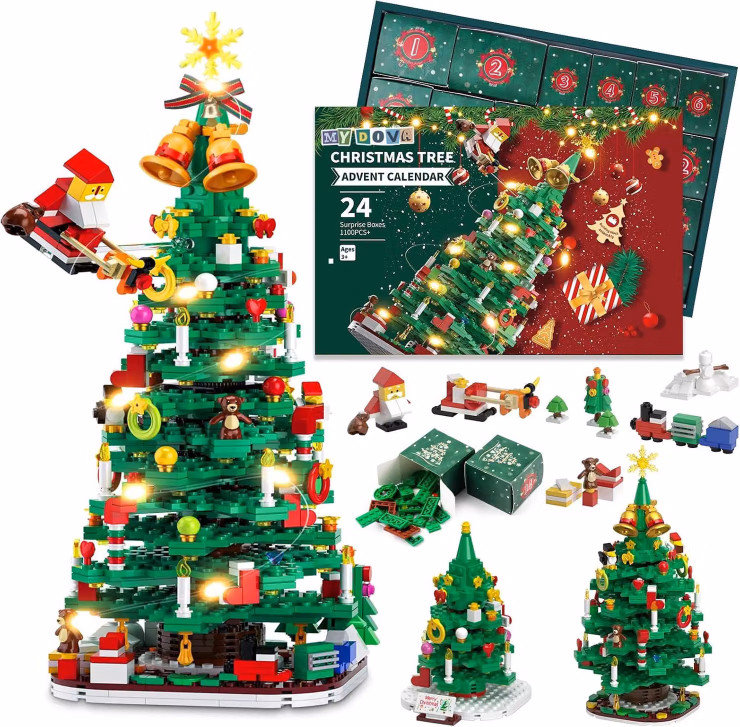 Calendario dell'Avvento 2025 per bambini - Ideale per l'albero di Natale - Giocattolo da costruzione - Set natalizio per bambini e famiglie - Giocattolo per contare i giorni che mancano al Natale - Una scatola al giorno