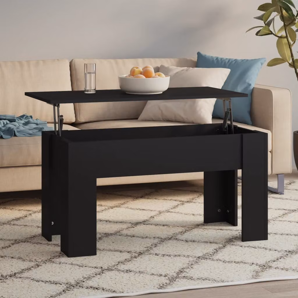 Tavolino The Living Store nero 101x49x52 cm in materiale ligneo