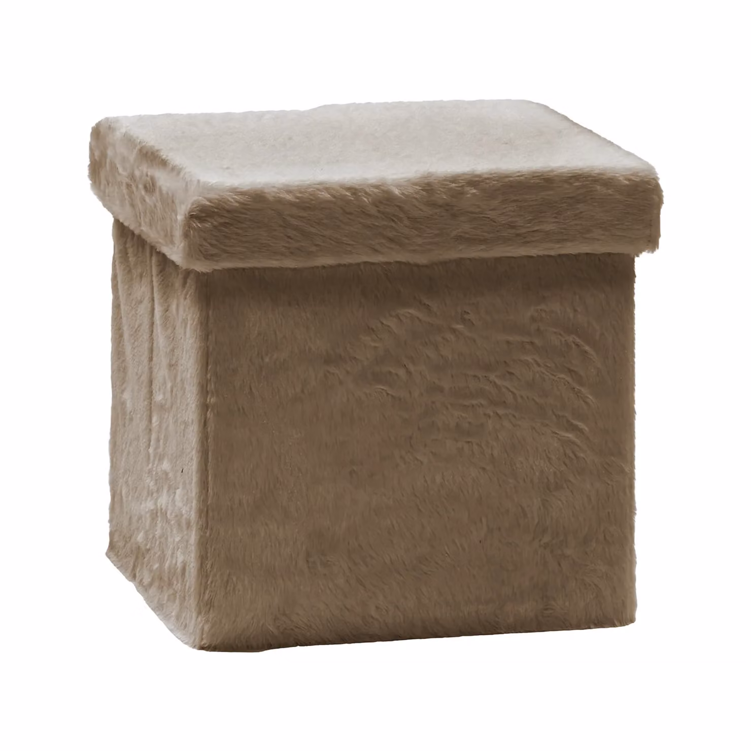 VESTIAMO CASA Pouf Contenitore in Pelliccia Sintetica Beige H x L x P: 38 x 38 x 38 cm – 1