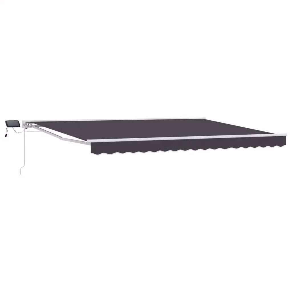 Cornice per tenda manuale con LED vidaXL in alluminio e poliestere, Bianco e Antracite, L: 400 cm x H: 195 cm – 2