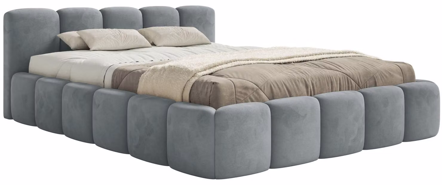 Selsey Cloudy Low – Letto imbottito 120x200 cm, velluto grigio