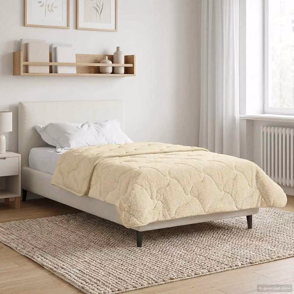 Piumino estivo traspirante e reversibile vidaXL in microfibra, colore beige, L 155 x P 220 cm