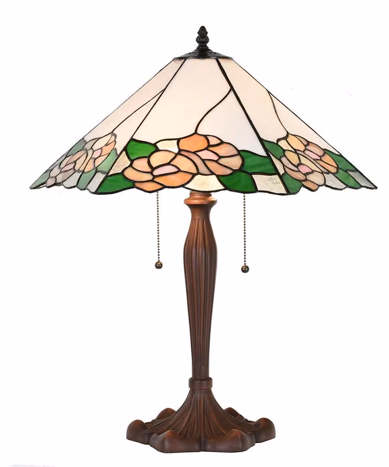 Clayre & Eef Lampada da tavolo Tiffany 44x61x64 cm Fiori di vetro bianco verde