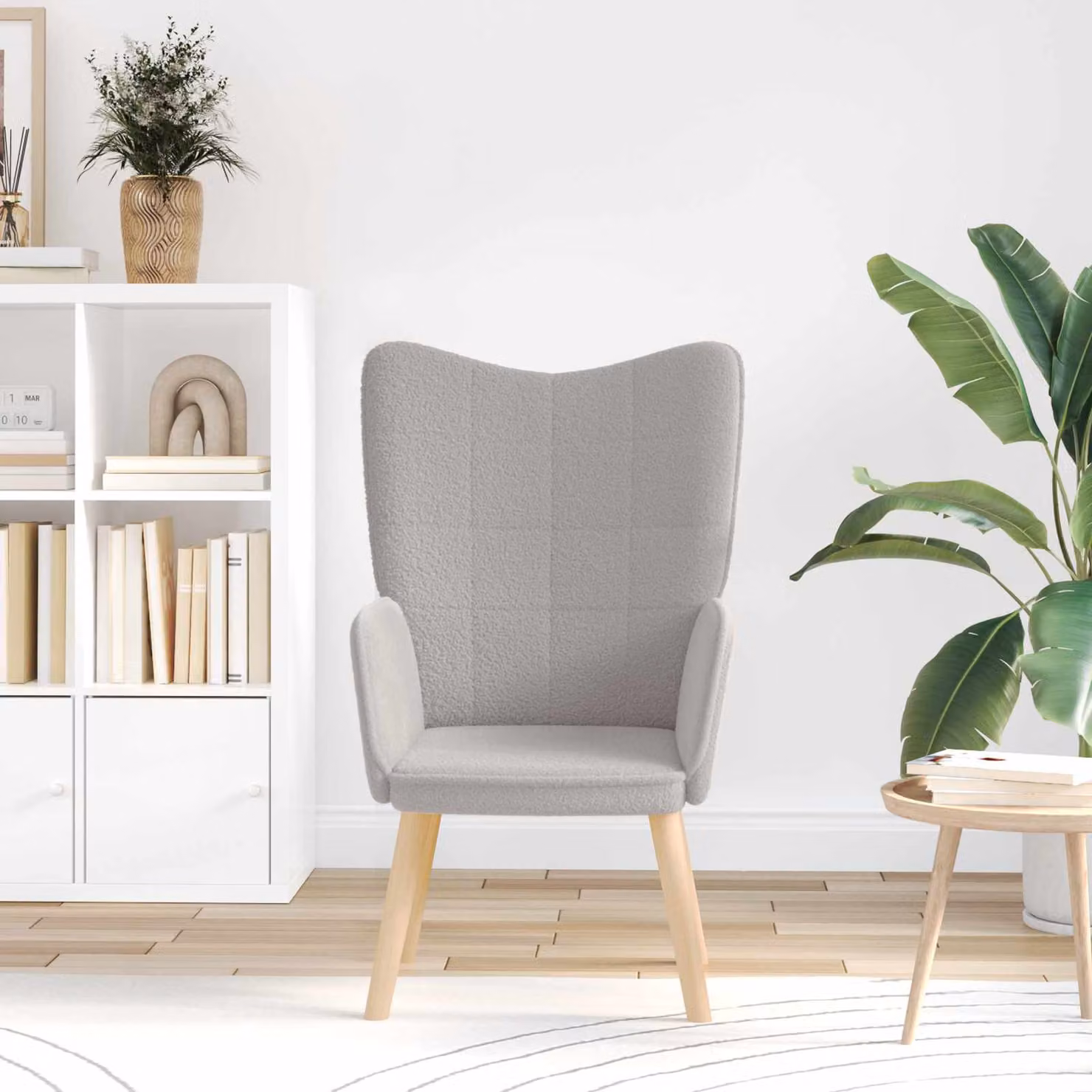 Poltrona lounge moderna vidaXL in tessuto grigio con braccioli, L: 62 cm, P: 67 cm, H: 95,5 cm