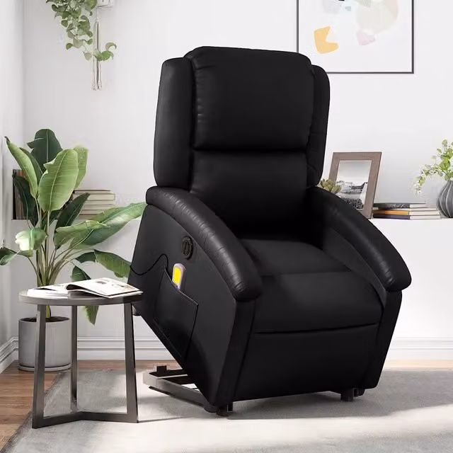 Poltrona Alzapersona Elettrica con Assistenza al Sollevamento vidaXL in Similpelle Nera