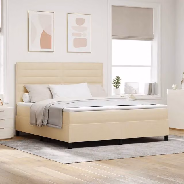 Letto a molle con materasso vidaXL in tessuto beige L/P: 180 x 200 cm