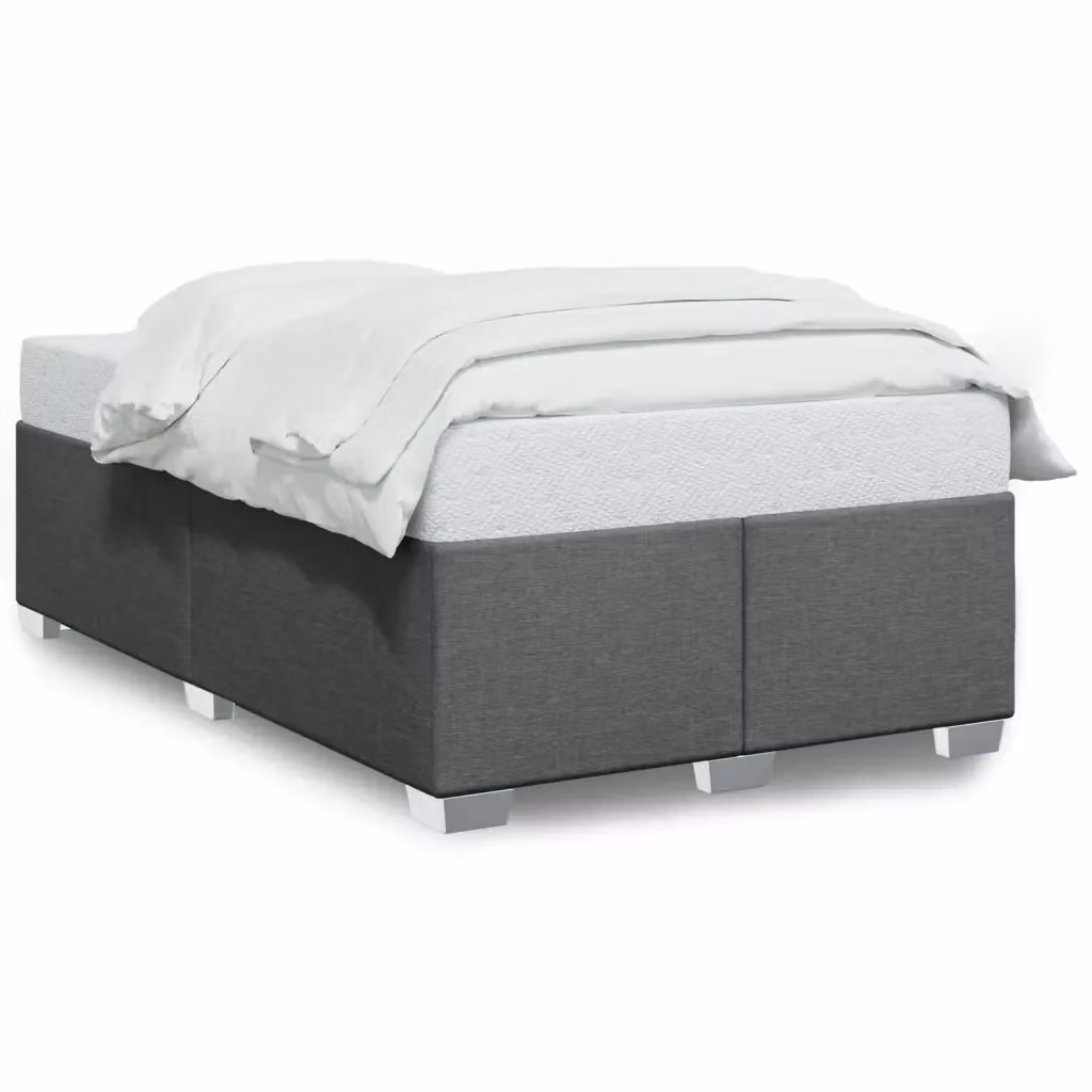 vidaXL Giroletto senza materasso in tessuto grigio con struttura in legno e doghe piatte L/P/H: 120 x 190 cm – 2