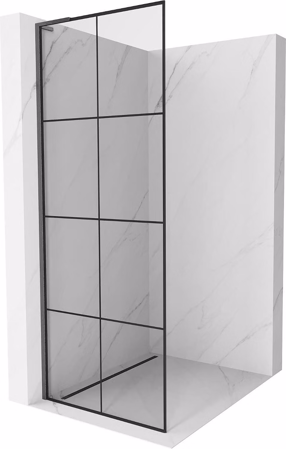 Mexen Kioto L parete doccia Walk-in 90 x 200 cm, griglia nera, gun gray spazzolato - 800-090-103-66-77