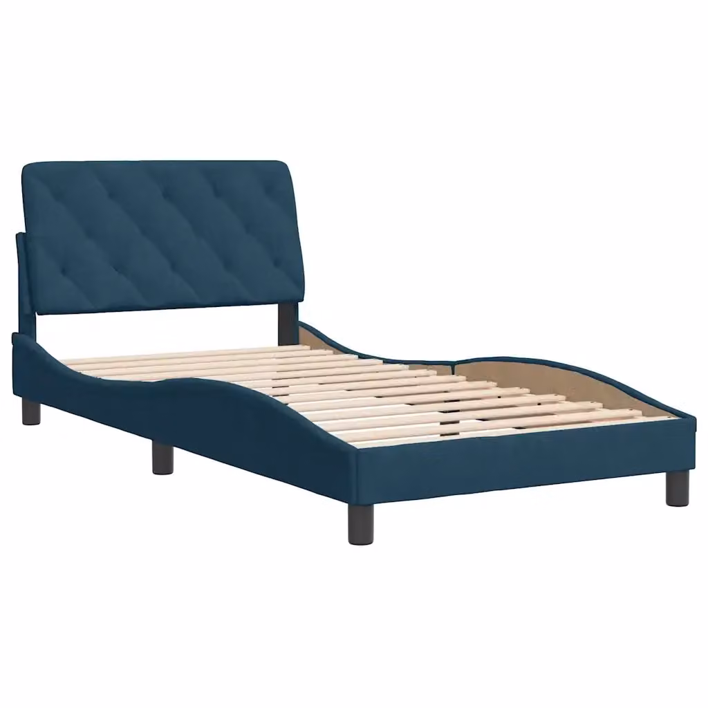 Struttura Letto Design Mania in Velluto Blu L 100 x P 200 cm – 2