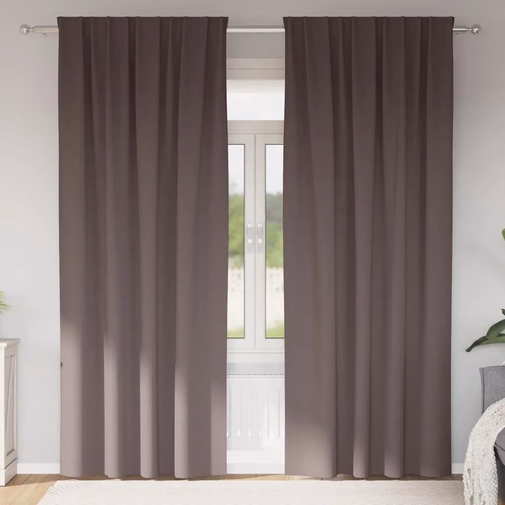 Set di 2 tende blackout vidaXL con anelli, marrone, H 225 x L 140 cm