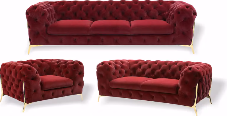 Chesterfield Couch Polster Sitz Garnitur 3+2+1 Sitzer Samt Designer Couchen