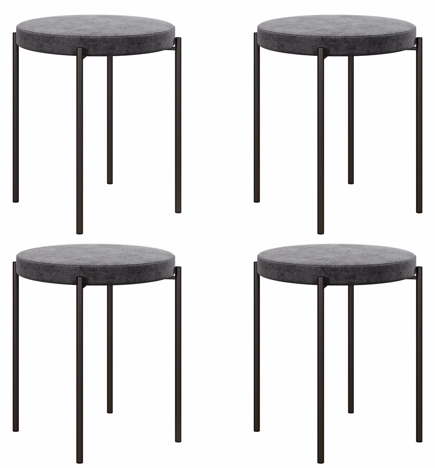 HOMCOM Set di 4 sgabelli da pranzo, sedie da pranzo, sgabelli da cucina, metallo, grigio scuro