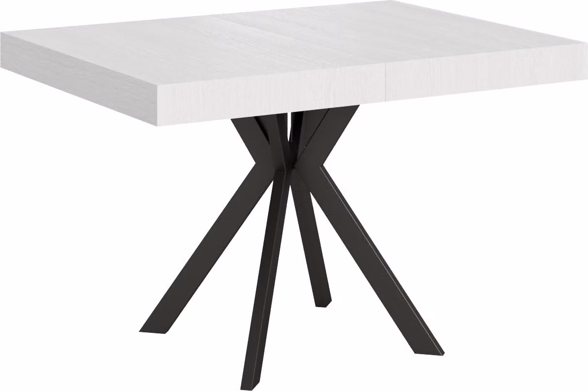 ITYHOME - Tavolo allungabile 120/224x90 cm Dolcezza bianco frassino gambe antracite