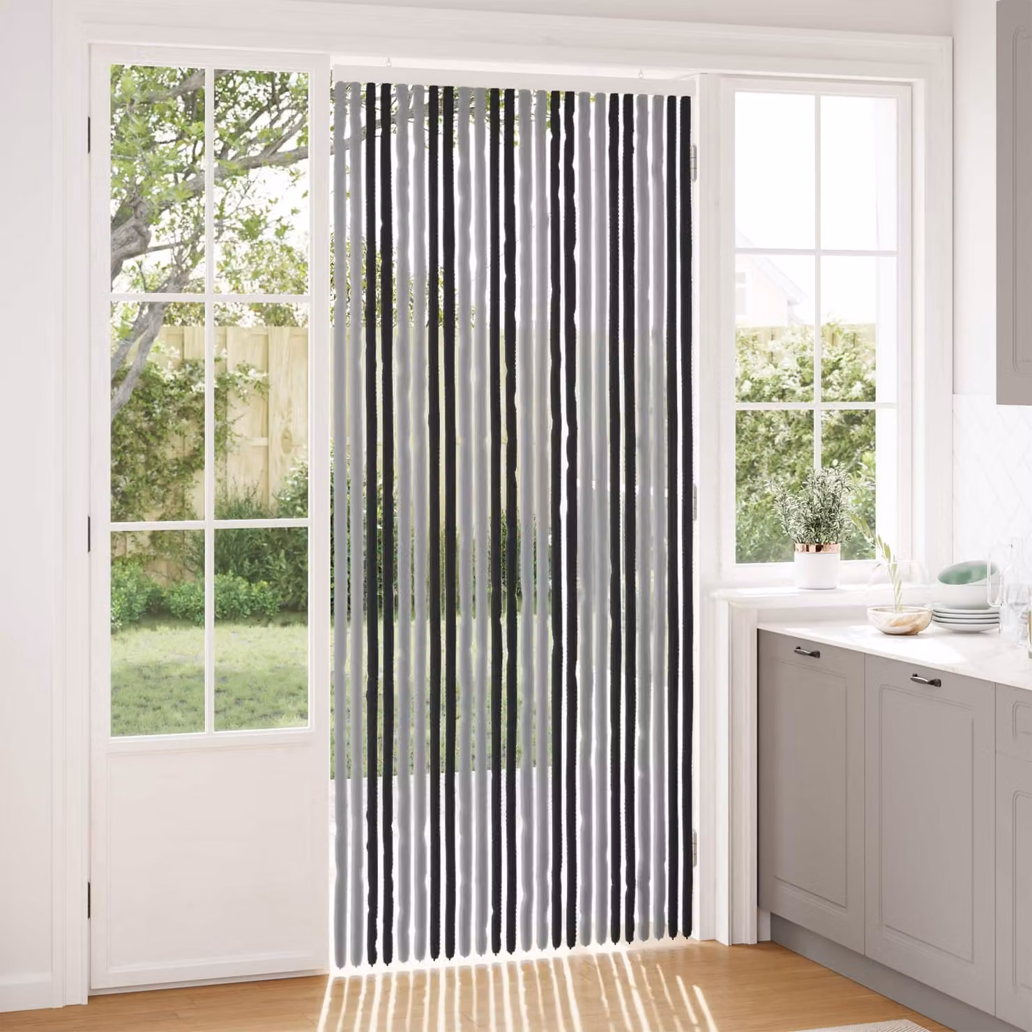 vidaXL Tenda per insetti in chenille Grigio e Nero L: 230 cm, H: 100 cm