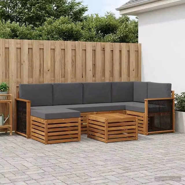 Set di divani da esterno 6 pz Naturale e Antracite 3384593