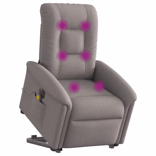 Poltrona Alzapersona Elettrica con Massaggio vidaXL in Tessuto Beige e Grigio per Anziani