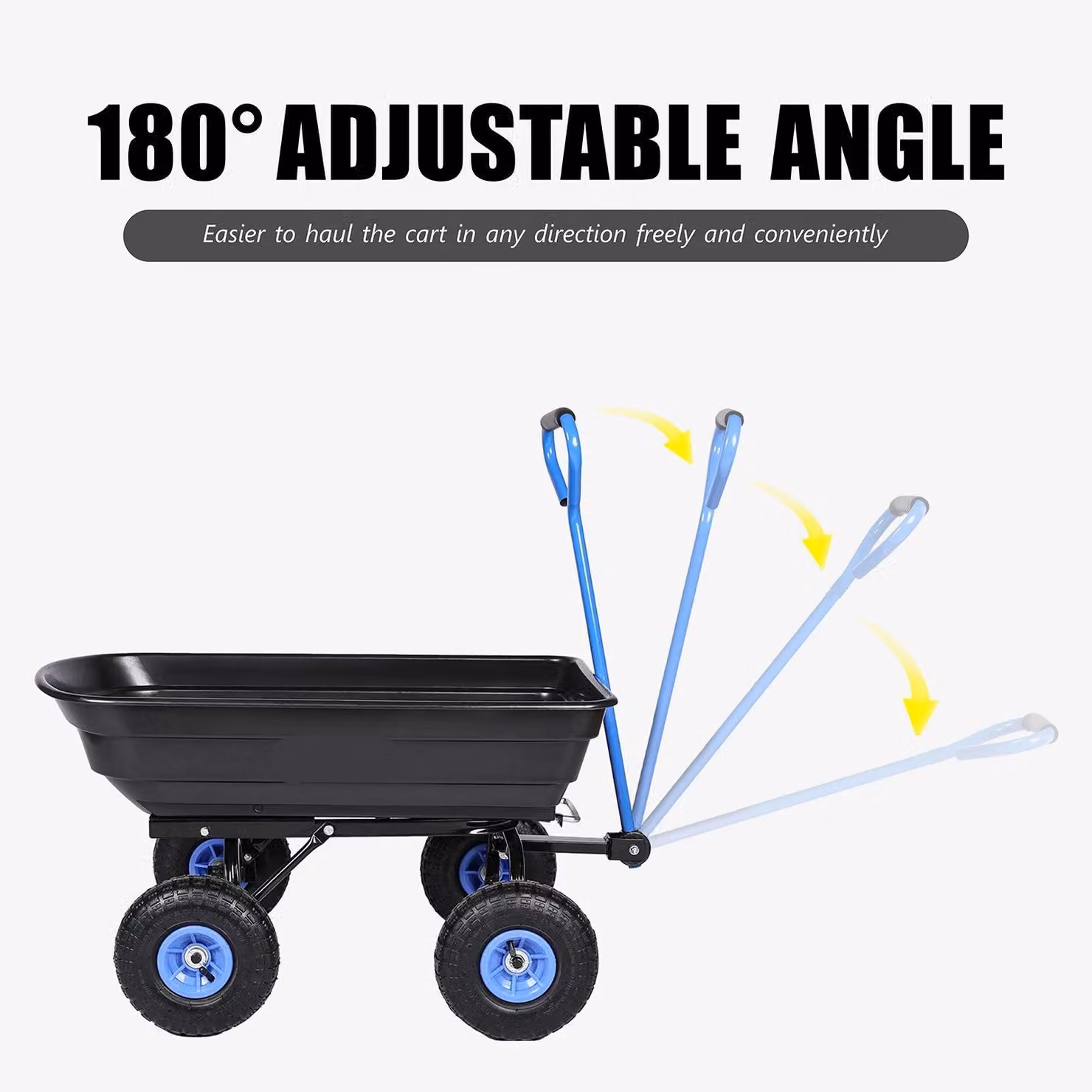 Bolderkar - Carrello da giardino pieghevole - Capacità di 600 libbre - Maniglia regolabile - Sistema di sgancio rapido