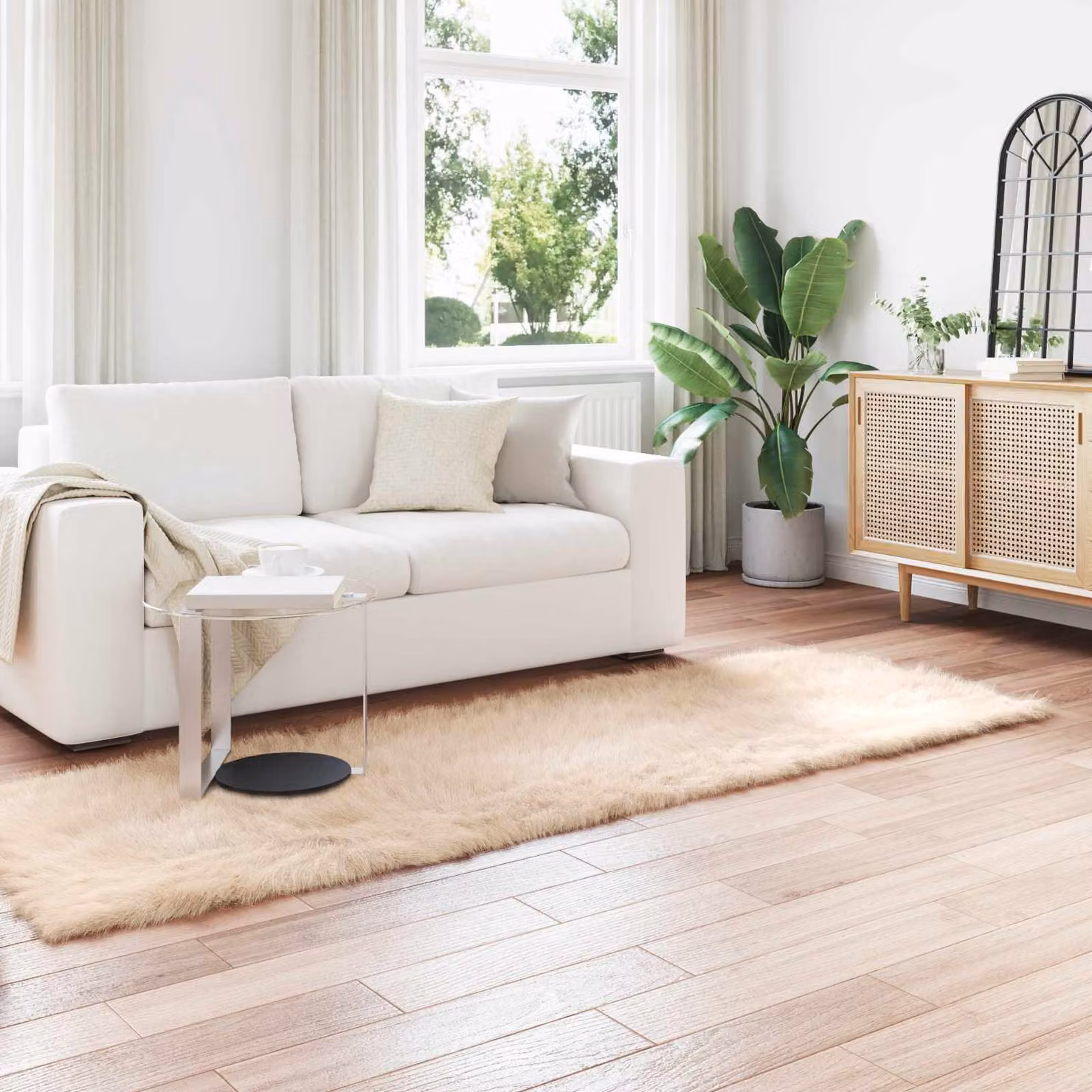 Tappeto moderno vidaXL in poliestere beige, L: 80 cm, P: 250 cm