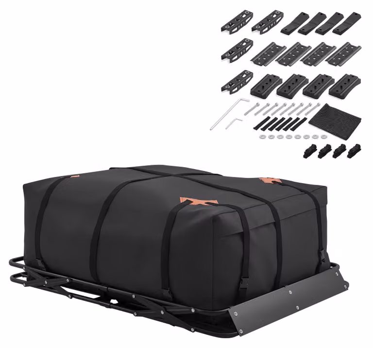 Cestello portatutto da tetto SucceBuy 1295 x 914 x 102 mm con meccanismo ribaltabile, portata fino a 90,72 kg, cestello da tetto pieghevole in lega d'acciaio resistente alle intemperie, adatto a SUV e pick-up