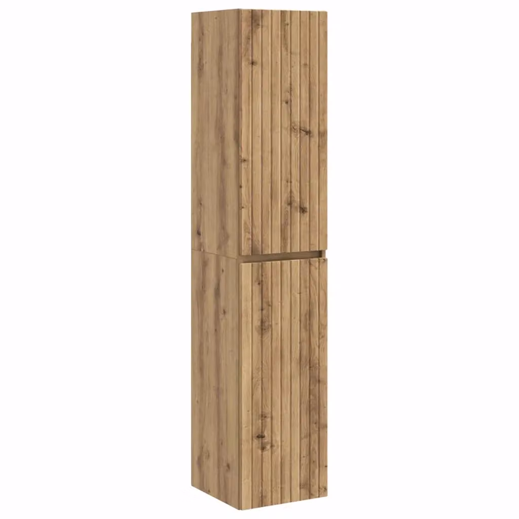 Mobiletto da Bagno a Muro Moderno vidaXL in Legno Rovere Marrone con Ante a Battente e Ripiani Interni L/P/H: 33 x 34,5 x 160 cm – 2