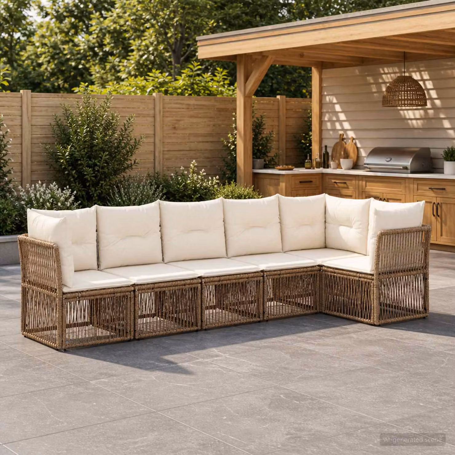 vidaXL Set Divano da Giardino 6 pz Beige polyrattan
