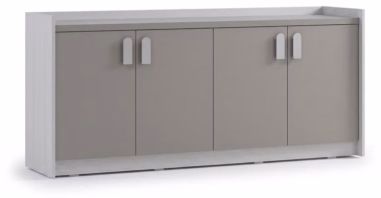 Armadio grigio da ufficio, mobile di design in legno, elegante armadio, stile moderno