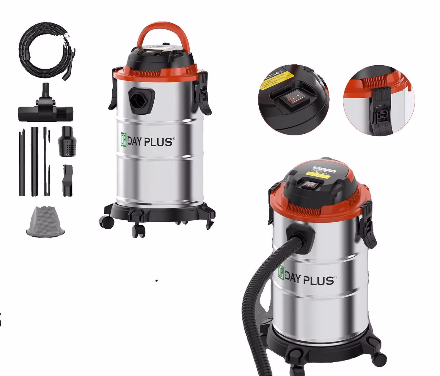 Aspirapolvere, capacità 18 litri, funzionalità 3-in-1, colore rosso